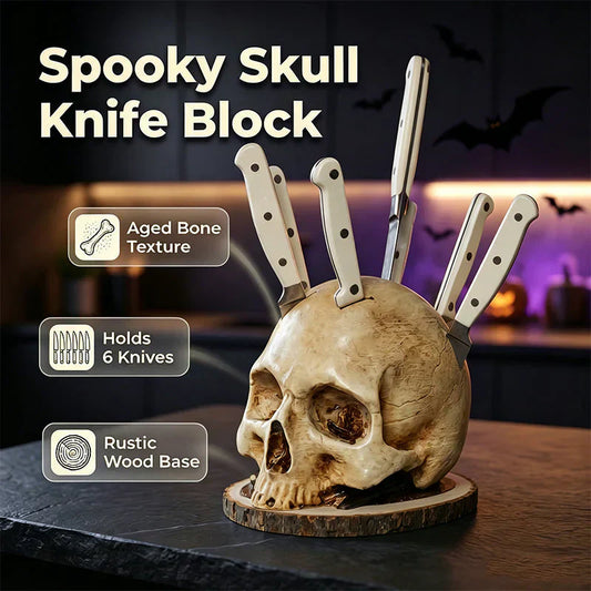 💀 Uchwyt na noże w kształcie czaszki – 50% ZNIŻKI! KUP 2 I OSZCZĘDŹ 50 ZŁ! OFERTA LIMITOWANA!🗡️ Solidny, stabilny i niepowtarzalny – wykonany z żywicy, pasuje do wszystkich noży.🔥