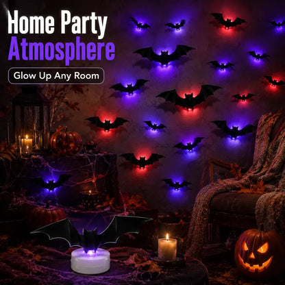 🦇 Świecące nietoperze 3D LED – 50% ZNIŻKI! NOWOŚĆ 2026! OFERTA LIMITOWANA!🌙✨Fioletowe światło LED, efekty 3D, wiszące na ścianie – idealna dekoracja na Halloween, imprezy i przyjęcia. Upiorna atmosfera w kilka chwil! 🎃