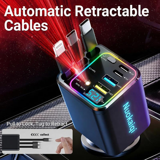 🔋 Ładowarka samochodowa 7w1 – 50% ZNIŻKI! OFERTA LIMITOWANA!⚡✨Wyświetlacz napięcia, automatyczne zwijanie kabla, USB-C i Lightning w jednym – idealna do samochodu, w podróży i na co dzień. Szybkie ładowanie, porządek bez plątania się kabli.🚗📱