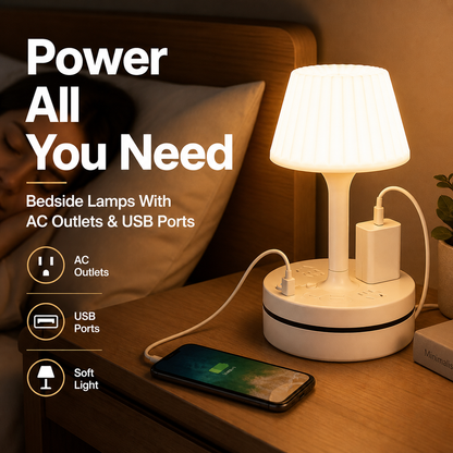 💡 Lampka nocna z gniazdkami i USB – 50% ZNIŻKI! OFERTA LIMITOWANA!📚 Z funkcją ładowania, praktycznym schowkiem na kabel i regulowanym oświetleniem LED – idealna do biura, sypialni i akademika. ✨Oszczędza miejsce i porządkuje przestrzeń! 🔌