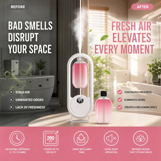 🕯️ Automatyczny dyfuzor zapachowy – 50% ZNIŻKI! OFERTA LIMITOWANA!✨💨Skutecznie odświeża powietrze i neutralizuje nieprzyjemne zapachy. 💨5 trybów pracy, montaż na ścianę lub na stół – Twój dom pachnie jak luksusowe SPA! 🌿