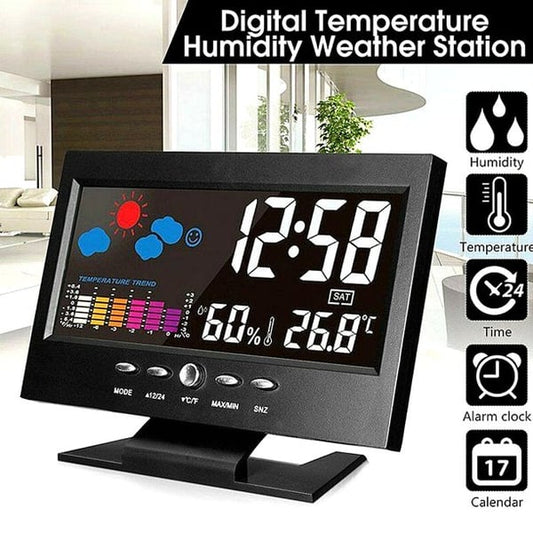 🔥Sommerkampagne 49% OFF -🌤️💦Digital temperaturmonitor Vejrudsigt LED-vækkeur