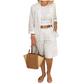 Kvinders Afslappede Todelte Top med Åben Front og Bermuda-shorts Sæt