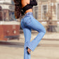 🔥Hot udsalg🔥Stretch flare jeans med høj talje