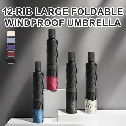 ☂️✨12-ribbet stor foldbar vindfast paraply⛱️
