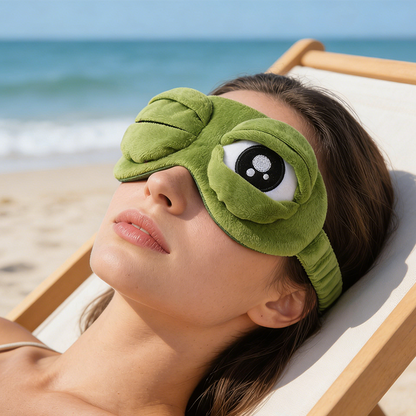 🐸 Maska do spania 3D w kształcie żaby – 50% ZNIŻKI! KUP 1→1 | 2→3 | 3→5 GRATIS! Miękka, zabawna i wygodna – idealna do podróży, drzemki i relaksu. Blokuje światło, wykonana z przyjemnego w dotyku materiału. Świetny pomysł na prezent! 🌙💤✨