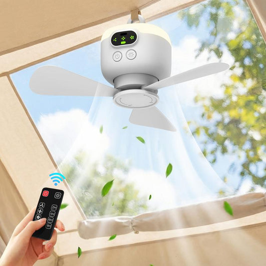 ⛺ Wentylator sufitowy z akumulatorem i LED – 50% ZNIŻKI! OFERTA LIMITOWANA! Bateryjny, bez prądu – idealny na camping, taras i do domu. Oświetlenie LED, cicha praca, łatwy montaż. Zabierz go wszędzie! 🌿✨
