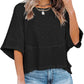 👗 50% ZNIŻKI – OFERTA LIMITOWANA! 💃 Damski luźny T-shirt z rękawami dzwonami – jednolity kolor, łączony fason, który nadaje lekkości i stylu każdej stylizacji! ✨👕