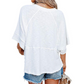 👗 50% ZNIŻKI – OFERTA LIMITOWANA! 💃 Damski luźny T-shirt z rękawami dzwonami – jednolity kolor, łączony fason, który nadaje lekkości i stylu każdej stylizacji! ✨👕