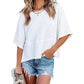 👗 50% ZNIŻKI – OFERTA LIMITOWANA! 💃 Damski luźny T-shirt z rękawami dzwonami – jednolity kolor, łączony fason, który nadaje lekkości i stylu każdej stylizacji! ✨👕