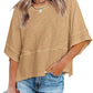 👗 50% ZNIŻKI – OFERTA LIMITOWANA! 💃 Damski luźny T-shirt z rękawami dzwonami – jednolity kolor, łączony fason, który nadaje lekkości i stylu każdej stylizacji! ✨👕