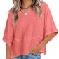 👗 50% ZNIŻKI – OFERTA LIMITOWANA! 💃 Damski luźny T-shirt z rękawami dzwonami – jednolity kolor, łączony fason, który nadaje lekkości i stylu każdej stylizacji! ✨👕
