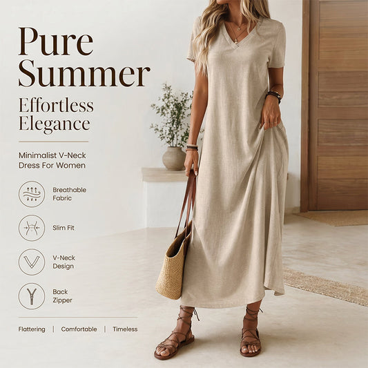 👗Sukienka maxi z dekoltem V – 50% ZNIŻKI! OFERTA LIMITOWANA!💃✨ Ponad 50 000 sprzedanych sztuk! Krótki rękaw, zwiewny krój, modny i wygodny – idealna na lato, plażę i codzienne stylizacje. 🌸☀️