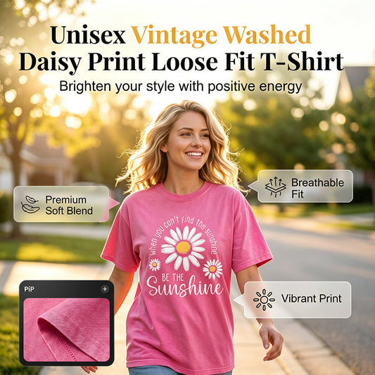 👕 T-shirt z nadrukiem stokrotki – 50% ZNIŻKI! OFERTA LIMITOWANA!💃✨ Luźny krój, miękka tkanina po praniu, modny amerykański styl – idealny na lato i codzienne stylizacje. Unisex, wygodny i stylowy! 🌼☀️