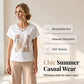 👗 Komplet damski 2-częściowy – 50% ZNIŻKI! OFERTA LIMITOWANA!💃✨Bluzka z dekoltem V i przycięte spodnie – Lekki materiał, wygodny krój i modny, spójny look. Styl bez wysiłku! ☀️