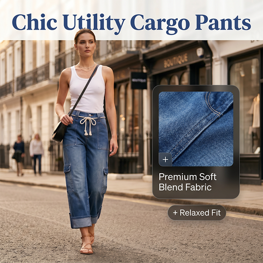 👖 Damskie spodnie cargo jeansowe – 50% ZNIŻKI! OFERTA LIMITOWANA!👖✨Luźny fason, szerokie nogawki i praktyczne kieszenie – jeansowy styl cargo na co dzień.Idealne do pracy, na spacer i na lato! 💙