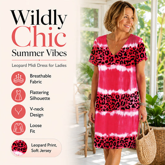 👗 Sukienka midi w panterkę – 50% ZNIŻKI! OFERTA LIMITOWANA!💃✨Dekolt V, modny nadruk leoparda i zwiewny krój – Lekka, przewiewna i pełna charakteru. Dodaje pewności siebie i stylu! 🐆☀️