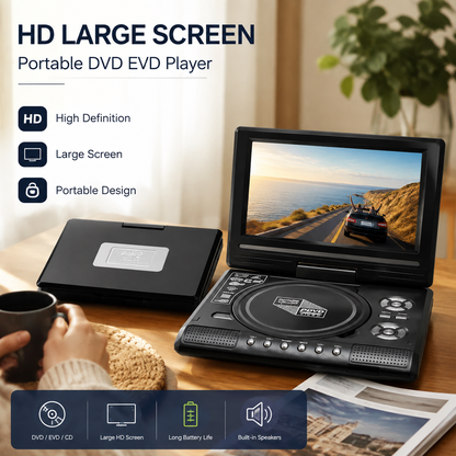 📺 7,8-calowy przenośny odtwarzacz DVD/EVD HD –50% zniżki 🔥 Duży ekran, akumulator i kompatybilność z DVD/CD/USB/SD – Idealny do domu i w podróży
