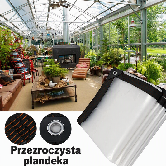🌱 Przezroczysta plandeka wzmocniona – 50% ZNIŻKI! OFERTA LIMITOWANA!💧 Wodoodporna, chroni przed deszczem, słońcem i mrozem – idealna do ogrodu, sukulentów, szklarni i altan.✨ Przepuszcza światło i zatrzymuje ciepło! ☀️