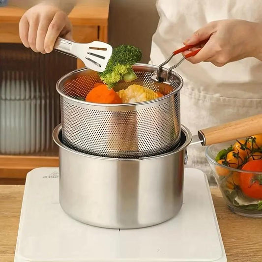 🍳 Garnek do smażenia ze stali nierdzewnej 304 – 50% ZNIŻKI! OFERTA LIMITOWANA!🥘✨Wielofunkcyjny, trwały i odporny na korozję – idealny do smażenia, duszenia i gotowania.Niezbędnik w każdej kuchni! 🔥