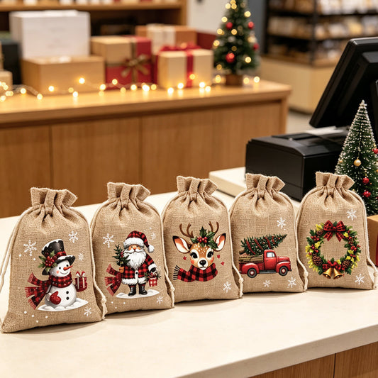 🎅 Woreczki świąteczne na prezenty – 50% ZNIŻKI! OFERTA LIMITOWANA!🎁 Z motywem Mikołaja i renifera, ze ściągaczem – wielokrotnego użytku, ekologiczne i praktyczne. ✨Idealne na drobne upominki, słodycze i dekoracje. Święta w eleganckim stylu! 🎄