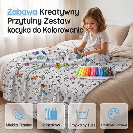 🧶 Koc do kolorowania – 50% ZNIŻKI! OFERTA LIMITOWANA!✨ Kreatywny zestaw – koloruj i przytulaj. Idealny dla dzieci i dorosłych, rozwija wyobraźnię i relaksuje. 🛋️Świetny na prezent! 🎨
