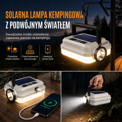 🏕️ Solarna lampa kempingowa LED – 50% ZNIŻKI! OFERTA LIMITOWANA!🔦 Wielofunkcyjna, długa praca na baterii – idealna na biwak, do ogrodu, pracy i sytuacji awaryjnych. ✨Ładowana słońcem, gotowa wszędzie! ☀️
