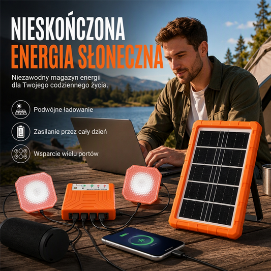 ☀️ Przenośny system solarny z 2 lampkami – 50% ZNIŻKI! OFERTA LIMITOWANA!✨ Energia i światło zawsze pod ręką – idealny na camping, do ogrodu i sytuacji awaryjnych. Ładowanie słońcem, wygodny i praktyczny! 🔋